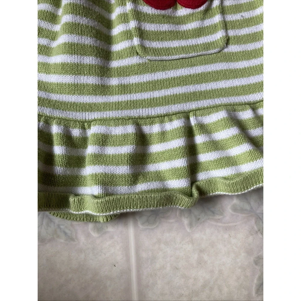 Gymboree Cherry Cute Green White Striped Sweater Dress 4T Boho Heritage Cotton‎